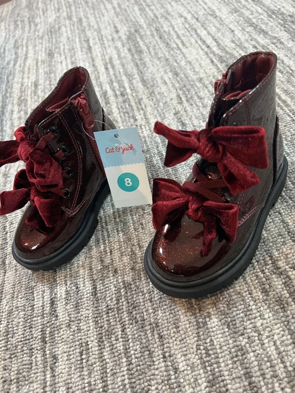 Cat & Jack Toddler Estes Shimmer Combat Boots Size 8
